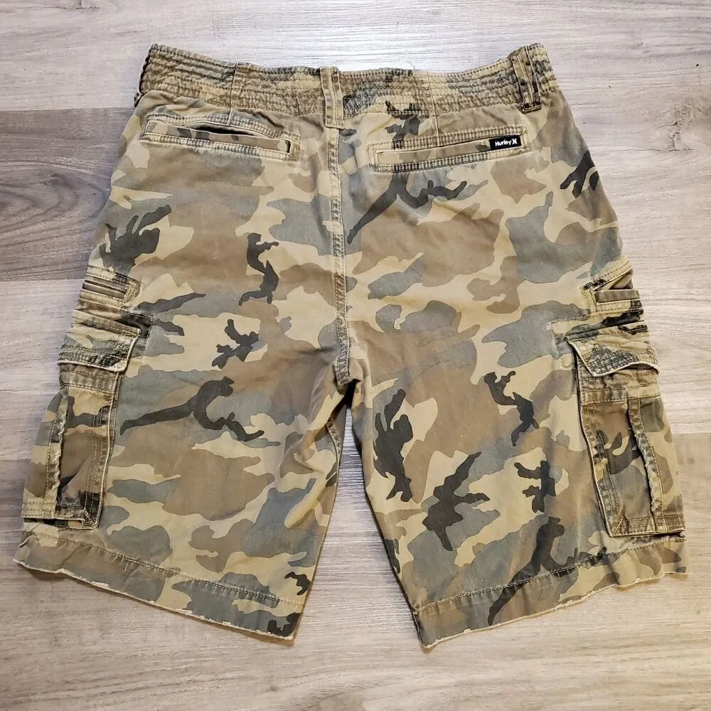 Vintage Y2K Hurley Camo Cargo Jorts Shorts Camoflage 90s Summer Street